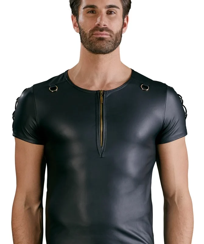 NEK Black Matte Men's Shirt with Lacing and D-Rings, Size M