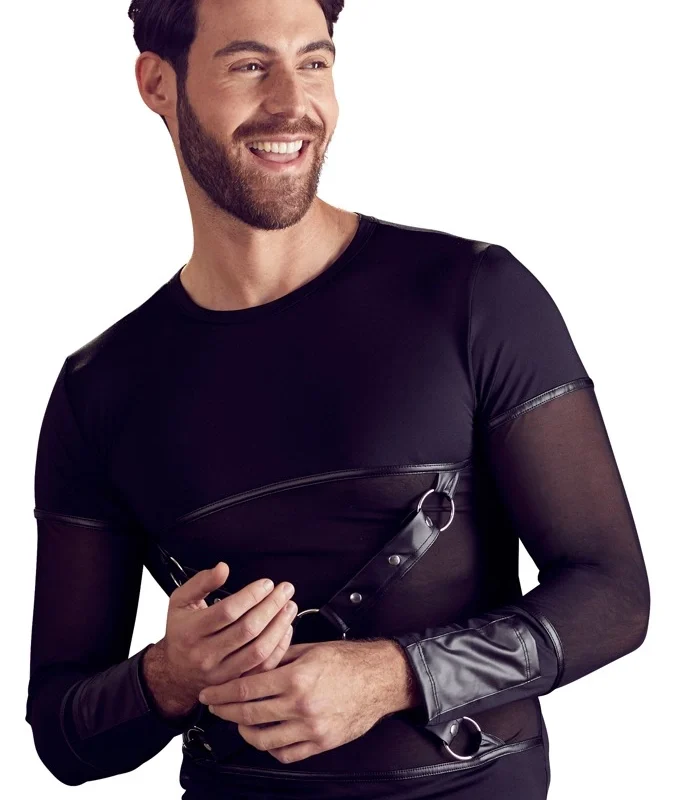 NEK Men's Matte Long Sleeve Shirt with Removable Chest Harness M