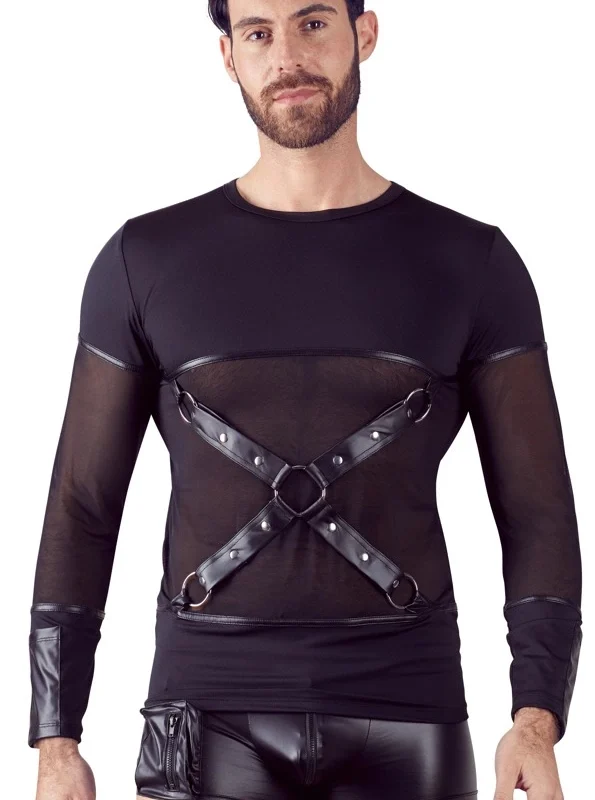 NEK Men's Matte Long Sleeve Shirt with Removable Chest Harness M