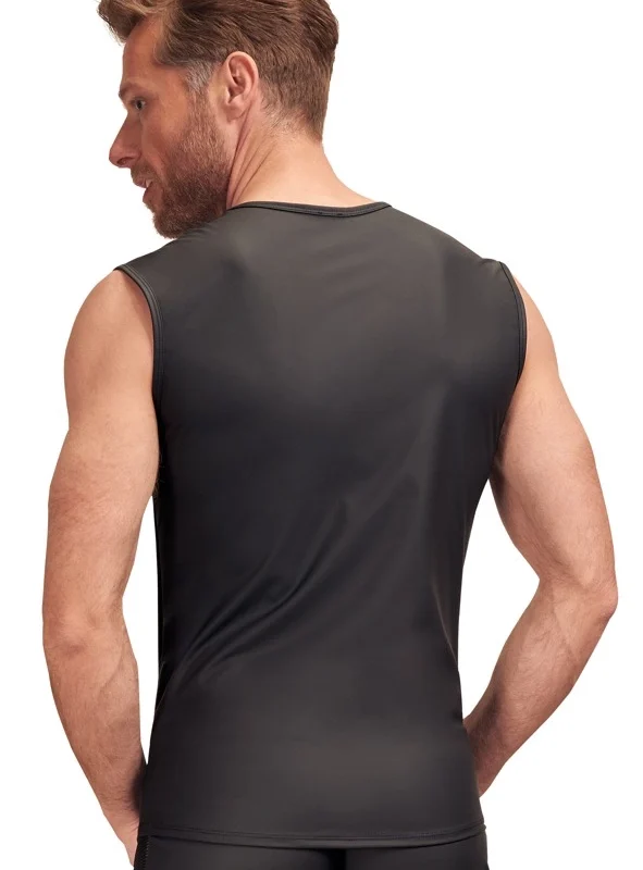 NEK Men's Sleeveless Shirt Black Matte with Mesh Inserts Size S
