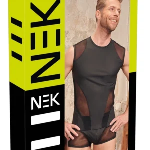 NEK Men's Sleeveless Shirt Black Matte with Mesh Inserts Size S