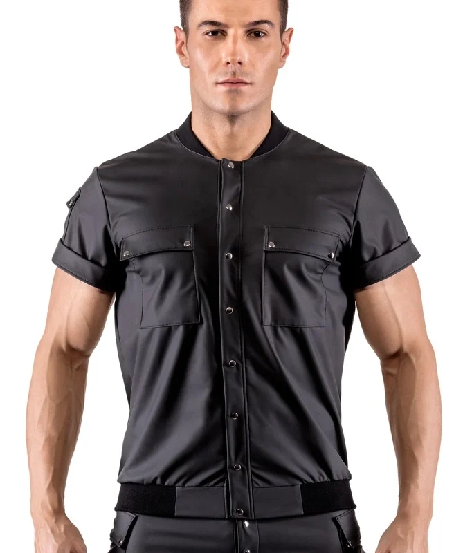 Svenjoyment Shirt Blouson M Black Matte with Press Stud Pockets