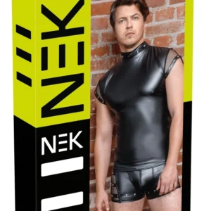 NEK Men's Shirt 2XL Matte Black with Removable Studded Collar