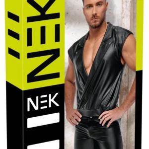 NEK Matte Black Men's Shirt M - Modern Biker Style, Stretch Comfort