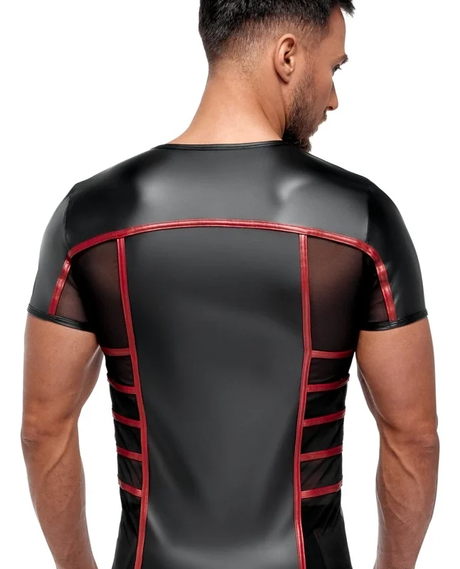 NEK Men's Short-Sleeve Shirt Black/Red Mesh Contrast Size L