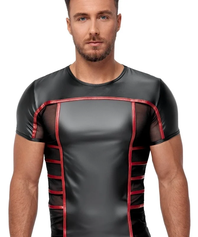 NEK Men's Shirt Black/Red XL - Matte Finish & Mesh Insert Design