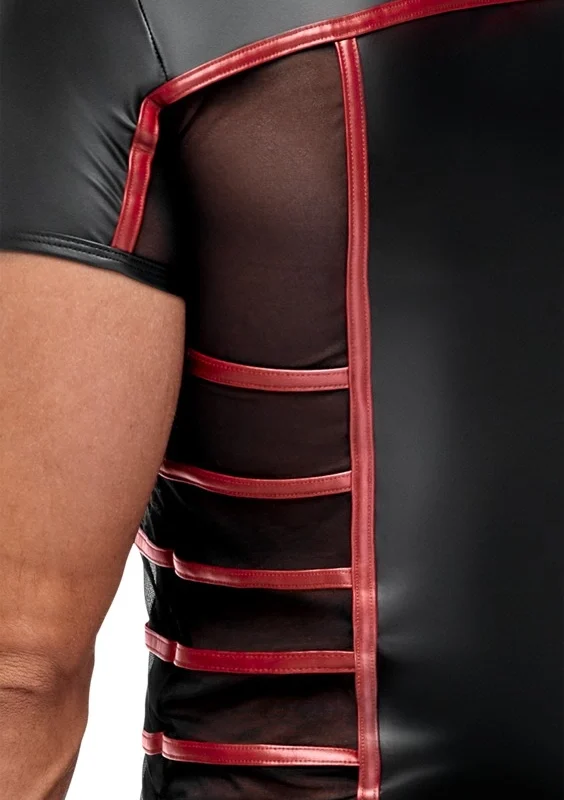 NEK Men's Shirt Black/Red XL - Matte Finish & Mesh Insert Design