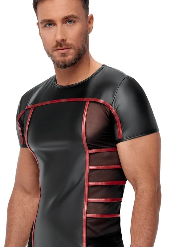 NEK Men's Shirt Black/Red XL - Matte Finish & Mesh Insert Design