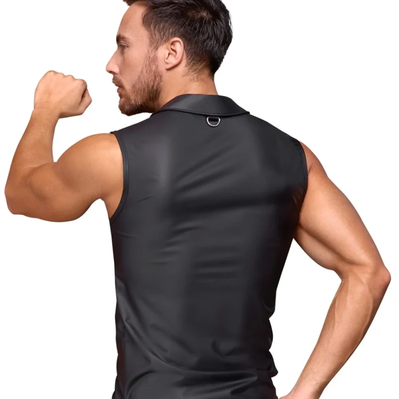NEK Men’s Sleeveless Shirt M Black Matte Look with D-Ring Details