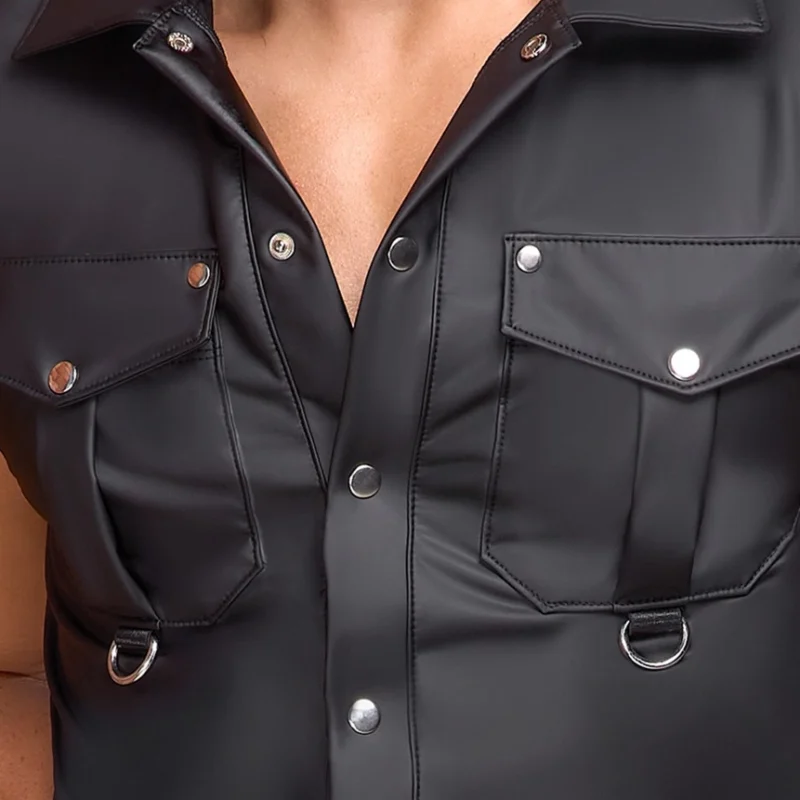 NEK Men’s Sleeveless Shirt M Black Matte Look with D-Ring Details