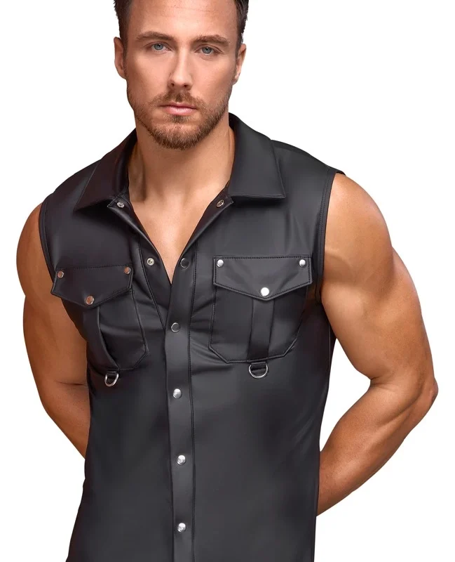 NEK Men’s Sleeveless Shirt M Black Matte Look with D-Ring Details