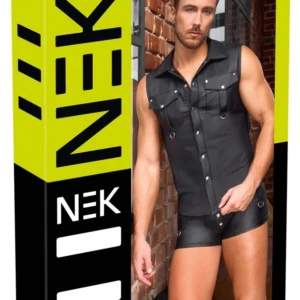 NEK Sleeveless Shirt 3XL Black Matte Look with D-Ring Chest Pockets