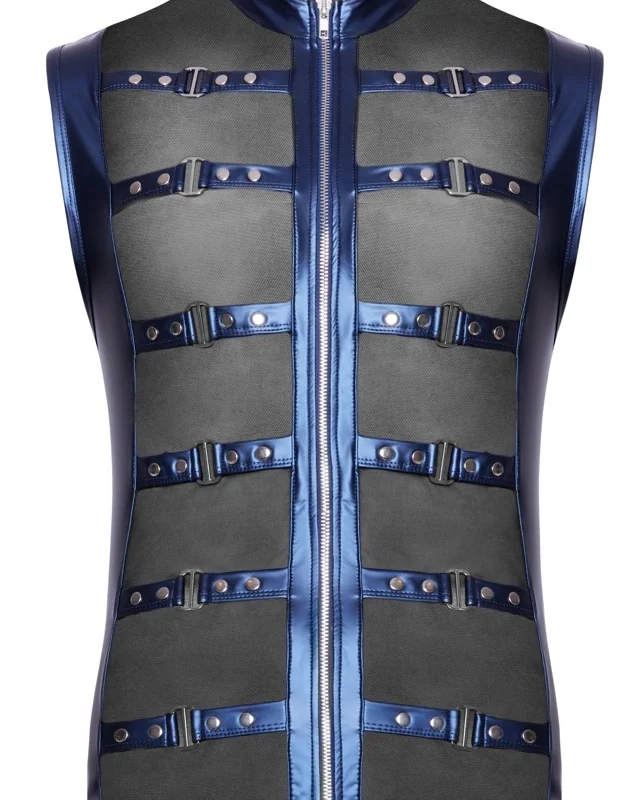 NEK Shirt Metallic Blue Strap Design with Powernet Inserts Size S