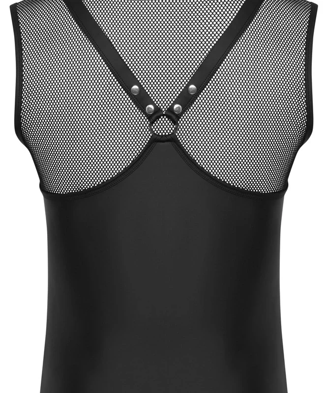 Svenjoyment Men's Chest Harness Top XL, Black, Matte & Mesh Design