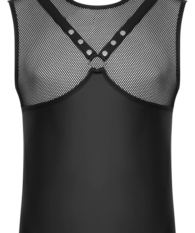 Svenjoyment Men's Chest Harness Top XL, Black, Matte & Mesh Design