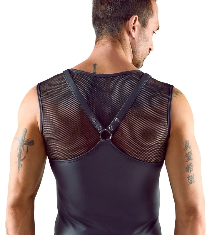 Svenjoyment Men's Chest Harness Top XL, Black, Matte & Mesh Design