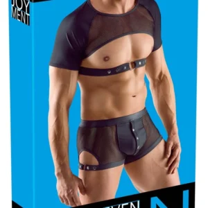 Svenjoyment Men's Matte Black Crop Top Open Chest Adjustable Strap S
