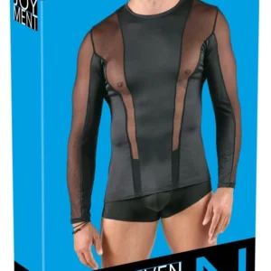 Svenjoyment vyriški marškinėliai ilgomis rankovėmis, juodi tinkliniai įdėklai S