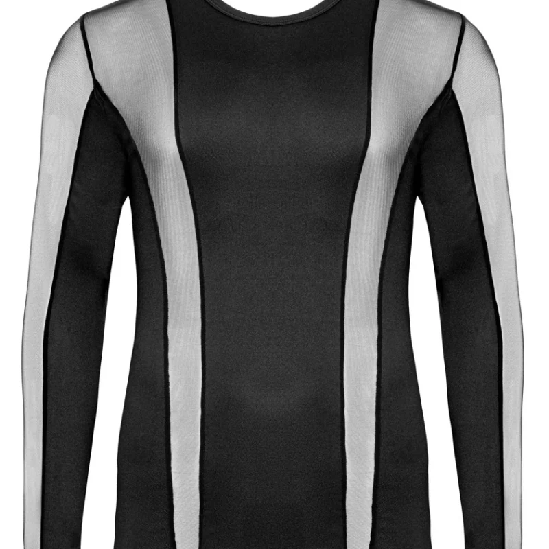 Svenjoyment juodi marškinėliai ilgomis rankovėmis XL su tinklinėmis plokštėmis