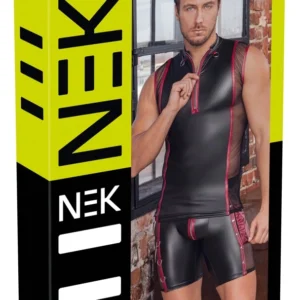 NEK vyriški matiniai marškiniai be rankovių juodai raudoni M modernaus tinklinio dizaino