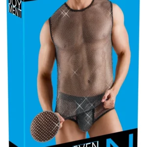 „Svenjoyment“ vyriški juodi tinkliniai marškinėliai be rankovių su blizgančiais akcentais M