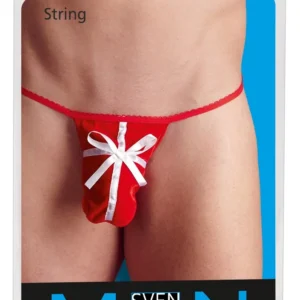 Cottelli Collection Men's Red Velvet String S-L with Satin Bow
