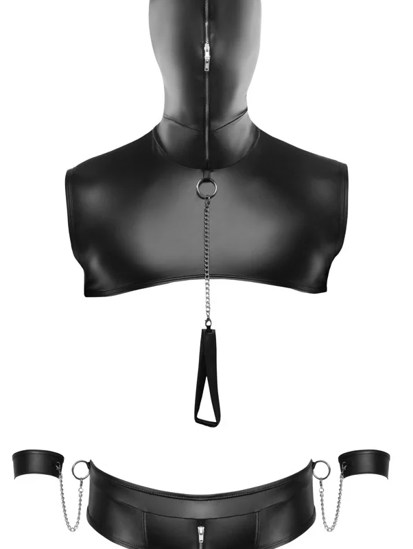 Svenjoyment Bondage Set 2XL - Matte Black Hooded Top & Accessories