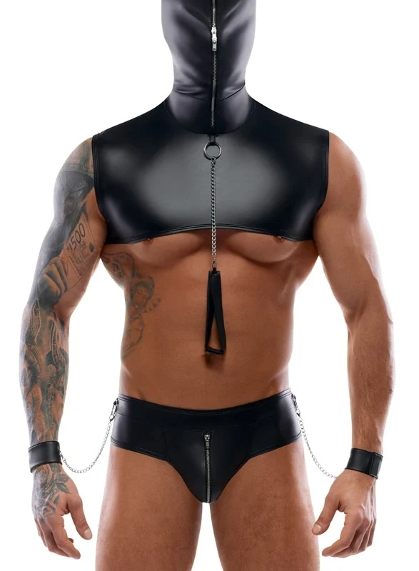 Svenjoyment Bondage Set 2XL - Matte Black Hooded Top & Accessories