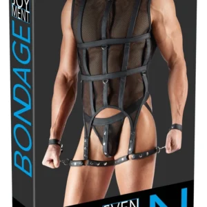 Svenjoyment Bondage Set M - Black Mesh Harness & Jockstrap Ensemble