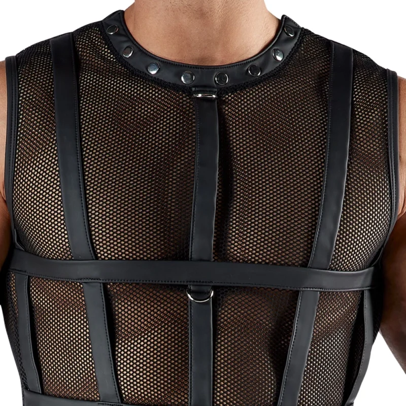 Svenjoyment Bondage Net Set 2XL with Thigh Harnesses & Handcuffs Black