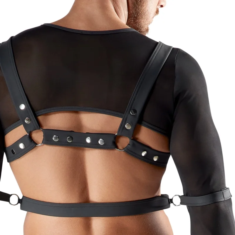 Svenjoyment Bondage Set M - Black Powernet Intimate Outfit with Restraints