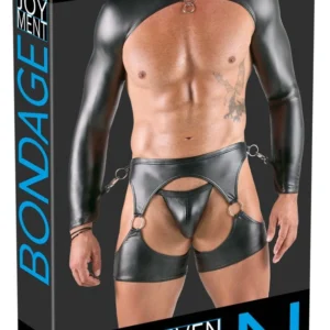 Svenjoyment Bondage Set S - 3-Piece Matte Black Stretch Kit with Rings