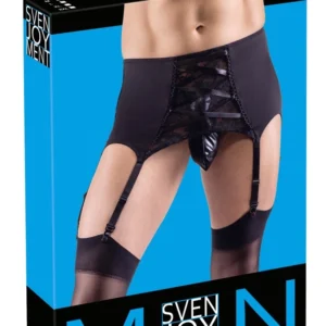 Svenjoyment Men's Microfibre Suspender Belt L with Lace Detail