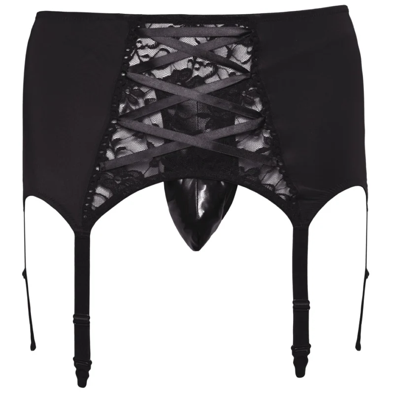 Svenjoyment Men's XL Suspender Belt with Decorative Lace Insert