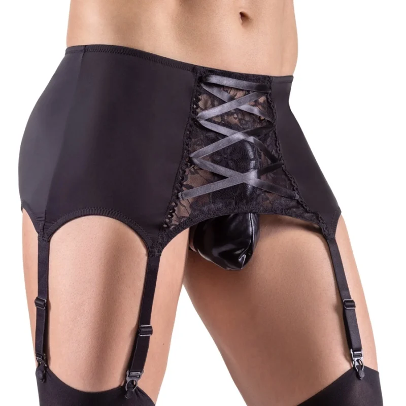 Svenjoyment Men's XL Suspender Belt with Decorative Lace Insert