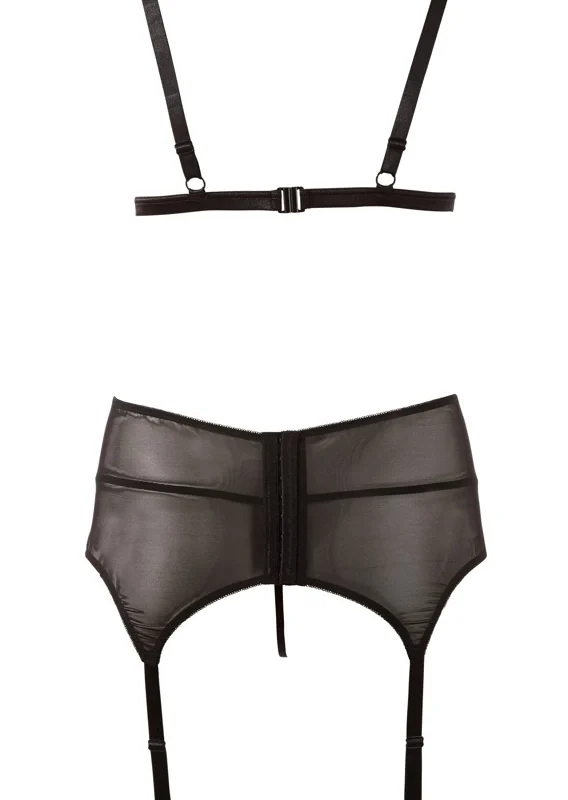 Cottelli Collection Lace Intimate Set 3XL - Open Cup & Suspender Belt