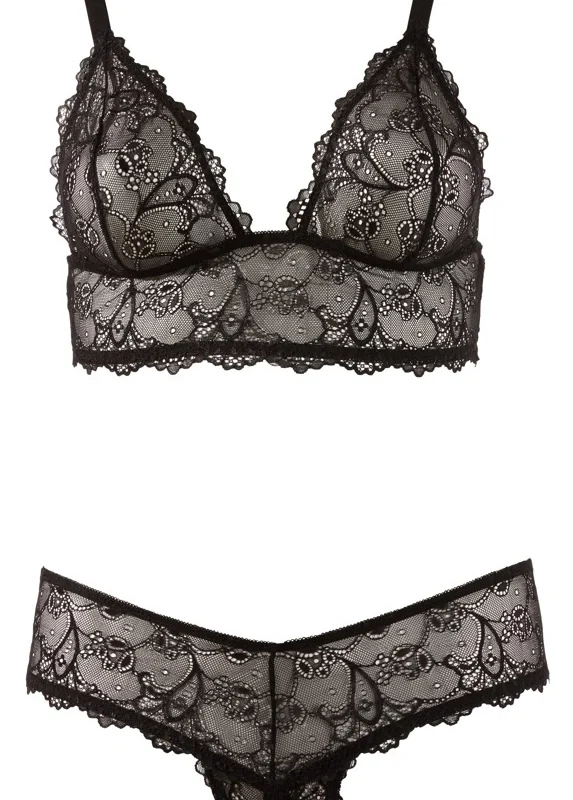 Cottelli Collection Black Lace Lingerie Set 2XL - Wireless & Adjustable