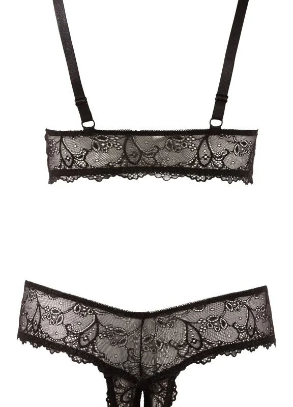 Cottelli Collection Black Lace Lingerie Set 2XL - Wireless & Adjustable