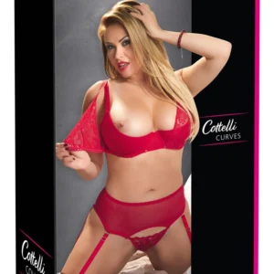 Cottelli Collection Bra Set Red Lace Removable Cups 95F/2XL