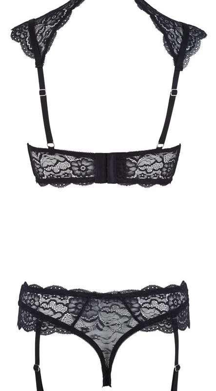 Cottelli Collection Lace Bra Set 85B/L with Adjustable Collar & Garters