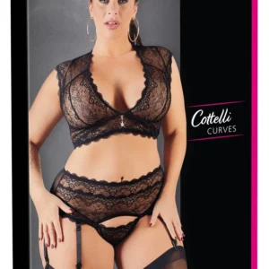 Cottelli Collection Lace Lingerie Set Black 4XL Adjustable Straps