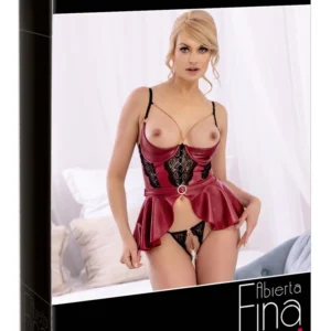 Abierta Fina Shelf Bra Set Red 85B/L - Decorative Lace & Chain Details