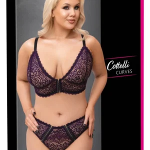 Cottelli CURVES Lace Lingerie Set Purple 4XL Adjustable Closure