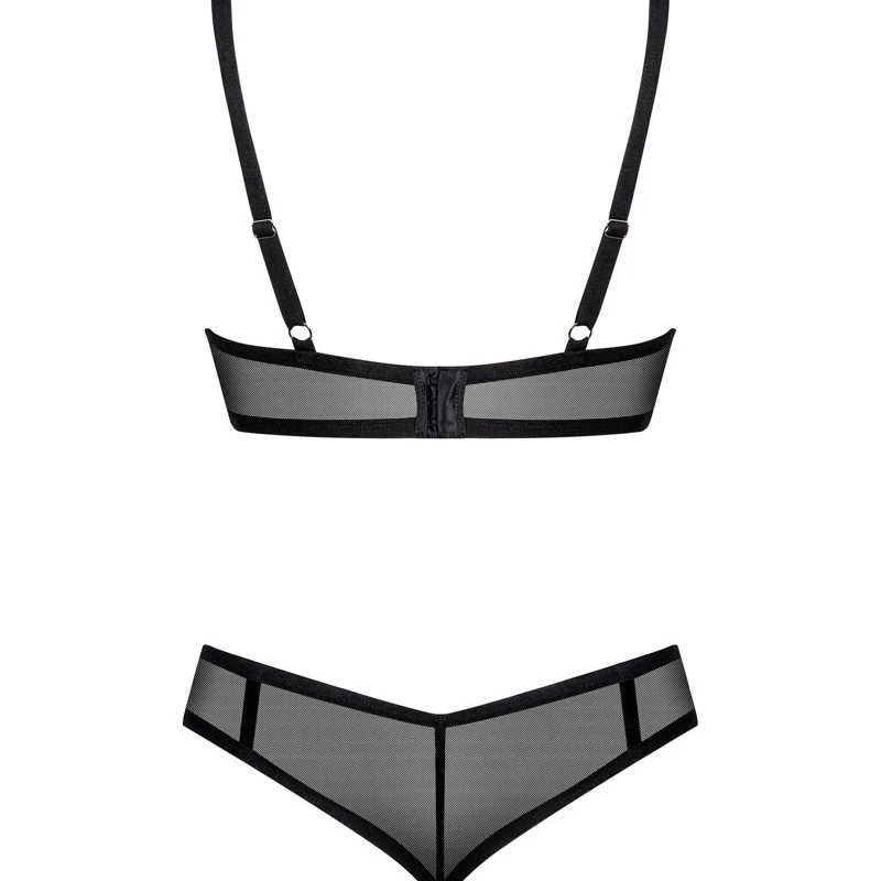 Obsessive Glandez Set XL/2XL Black Sheer Bra & Thong Adjustable Fit
