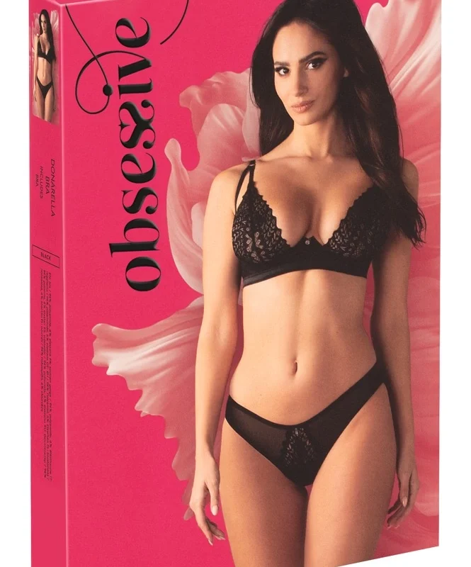 Obsessive Donarella Bra Black M/L - Embroidered Tulle, Adjustable Fit