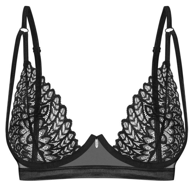 Obsessive Donarella Bra Black M/L - Embroidered Tulle, Adjustable Fit