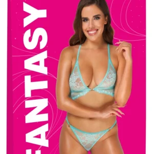 Cottelli Fantasy Lace Bra & Panties Set Mint S/M Adjustable Straps