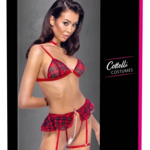 Cottelli Costumes Plaid Lingerie Set with Choker, Adjustable, Size L