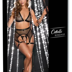 Cottelli Bondage Lingerie Set S - Net & Matte Look with Handcuffs