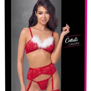 Cottelli LINGERIE X-Mas Bra Set S/M Red Lace Festive Edition